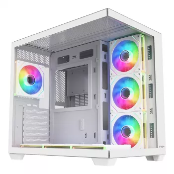 FSP Fortron M341-WA Mid-Tower PC skříň s tvrzeným sklem a 4 ARGB ventilátory