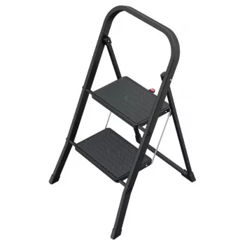 HAILO K44 StandardLine skládací schůdek s bezpečnostním madlem, 2 stupně, ocel, černý, 150 kg