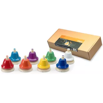 Stolní zvonky Stagg TB SET, 8tónové diatonické, s mechanismem stisknutí tlačítka, barevně kódované, C5-C6
