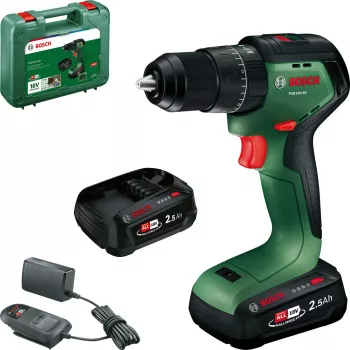 Akumulátorový příklepový vrtací šroubovák Bosch PSB18V-60 18V bezuhlíkový se 2x2,5Ah akumulátory a nabíječkou v kufru
