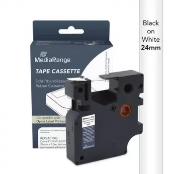 Kazeta s popisovací páskou MediaRange Dymo D1 24mm x 7m černá na bílé (S0720930/53713)