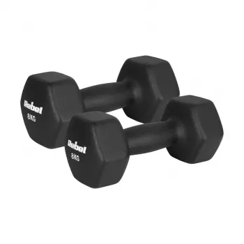Sada litinových neoprenových hex činek REBEL ACTIVE 2x8kg, tmavě šedá