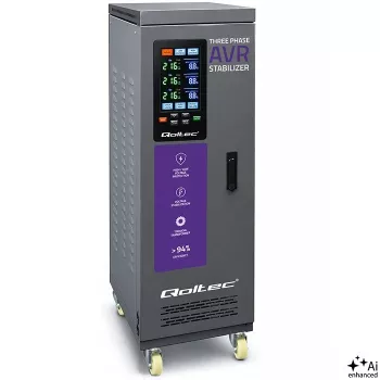 Třífázový stabilizátor napětí Qoltec AVR MULTIPROTECTION | 40kVA | přesnost ± 3% | servomotor 3F | LCD | Expert Line