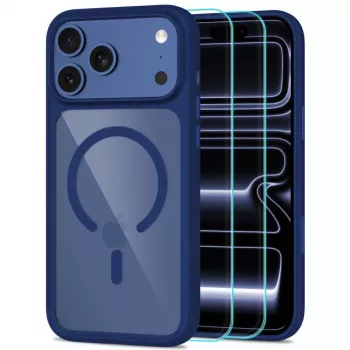 Pouzdro s MagSafe a sklem TECH-PROTECT MagOne 2 ks pro iPhone 17 Pro / 18 Pro, tmavě modré/transparentní