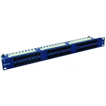 EMITERNET 48-port RJ45 UTP Cat.6 patch panel 1U s lištou pro vedení kabelů, modrý