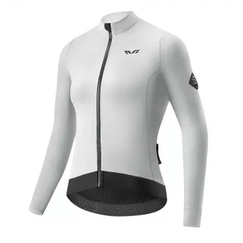 Dámská cyklistická bunda ROCKBROS YDWT006 TVI – větruodolná, vodoodpudivá, s termo fleece podšívkou, bílo-šedá, velikost S