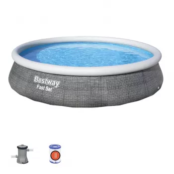 Bestway Fast Set 57376 nadzemní bazén kruhový 7 340 L šedý