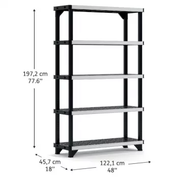 KETER regál s 5 policemi Fused 122,1x45,7x197,2cm černý
