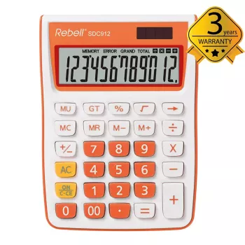 Polostolní kalkulačka REBELL RE-SDC912OR BX, 12místný LCD, duální napájení, černá/stříbrná