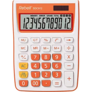 Polostolní kalkulačka REBELL RE-SDC912OR BX, 12místný LCD, duální napájení, černá/stříbrná