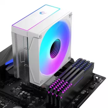 Rampage Octagon B70 vzduchový chladič CPU, 120 mm ARGB, teplotní displej, bílý