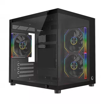 Počítačová skříň Rampage LUMID M-ATX 3× ventilátor ARGB černá