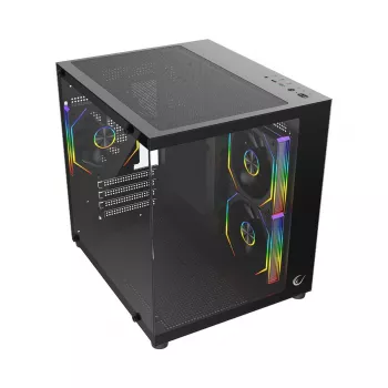 Počítačová skříň Rampage LUMID M-ATX 3× ventilátor ARGB černá