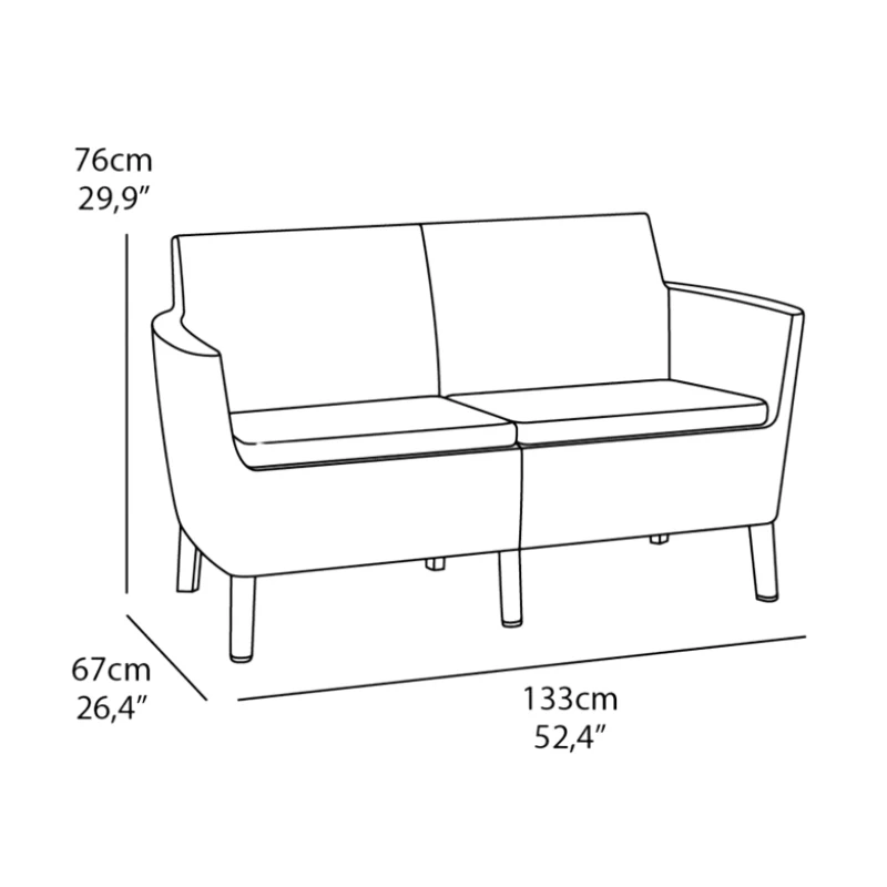 Sofa pro 2 osoby KETER Salemo hnědá