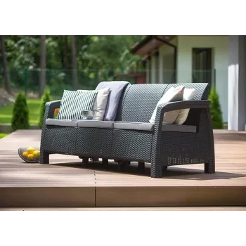 Zahradní pohovka KETER Corfu Love Seat Max trojmístná šedá
