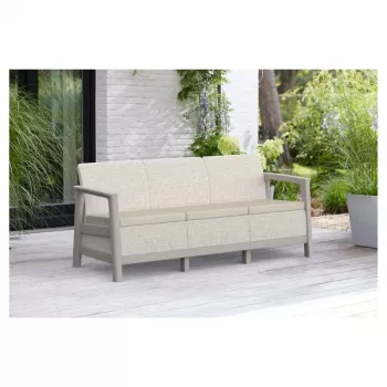 Zahradní sofa KETER Scandi Linea, 3místná, štěrkově šedá/světle béžová