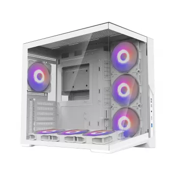 Počítačová skříň Zalman D40 White ATX Mid Tower se 7 ventilátory ARGB a tvrzeným sklem