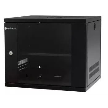 EMITER EM/SH02B5409-08 19 inch 9U nástěnný síťový rozvaděč, skleněná dvířka, 550x450x455 mm, černý