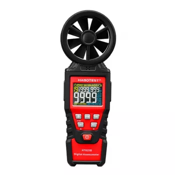 Digitální anemometr HABOTEST HT625B s USB, měřič rychlosti větru/teploty/objemu vzduchu, podsvícený LCD, externí lopatkový senzor