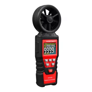 Digitální anemometr HABOTEST HT625B s USB, měřič rychlosti větru/teploty/objemu vzduchu, podsvícený LCD, externí lopatkový senzor