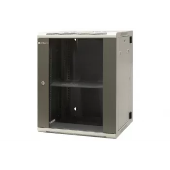 EMITER EM/AH6515 15U nástěnný síťový rozvaděč 600x550x770 mm, dvířka z tvrzeného skla, černý