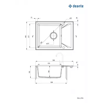 DEANTE ZQJ N11A granitový dřez 1 vana s odkapávací plochou, grafit