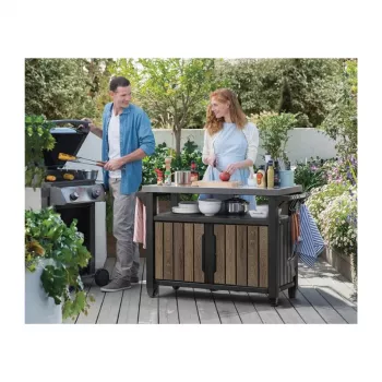 Grilovací stůl KETER Deco Unity XL 207L ořechový odstín