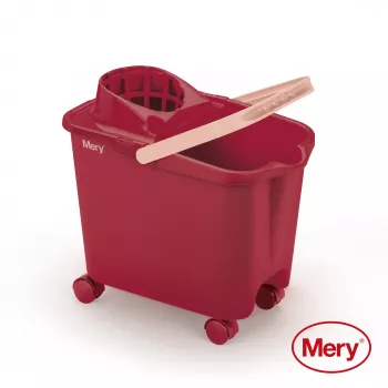 Kbelík MERY 14L s nasazovacími kolečky červený