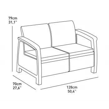 Zahradní dvoumístná pohovka KETER Corfu Love Seat hnědá