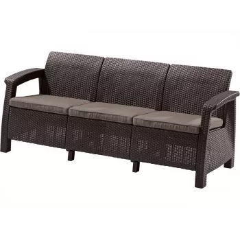 Třímístná zahradní pohovka KETER Corfu Love Seat Max hnědá