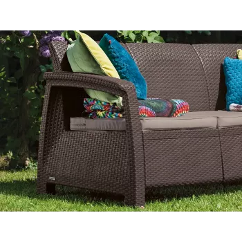 Třímístná zahradní pohovka KETER Corfu Love Seat Max hnědá