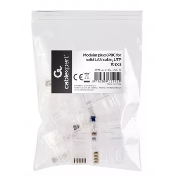 Gembird Cablexpert Universal Pass-Through Modular UTP Plug 8P8C RJ45, for Conductors up to 24 AWG, 10 pcs per Bag (LC-PTU-01/10)