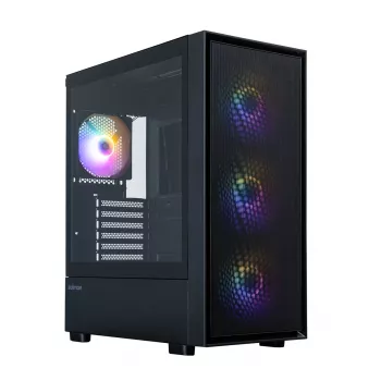 Zalman S6 ATX Mid Tower PC skříň, 3 x 140mm + 1 x 120mm pevné RGB ventilátory, tvrzené sklo, černá