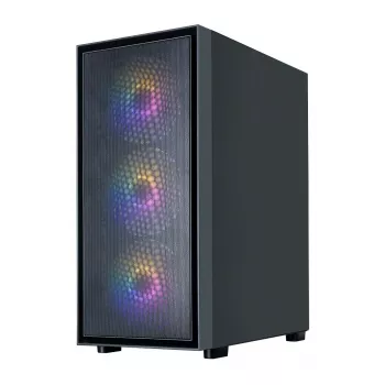 Zalman S6 ATX Mid Tower PC skříň, 3 x 140mm + 1 x 120mm pevné RGB ventilátory, tvrzené sklo, černá