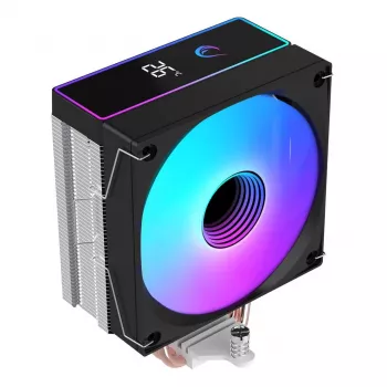 Rampage Octagon B70 Vzduchový chladič CPU, 120 mm ARGB, teplotní displej, černý