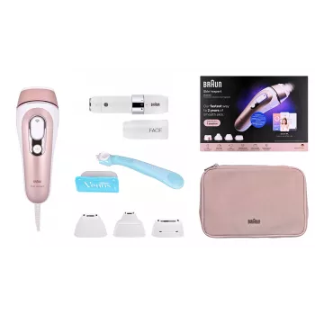 Braun Skin i-expert Pro 7 PL7432 IPL Hair Removal Device, 400,000 Flashes, White/Pink