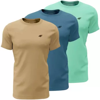 Pánské tričko 4F M4481 3pack béžové, modré, mátové 4FWSS26TTSHM4481 91S S