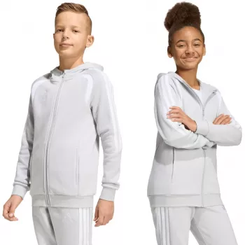 Dětská mikina s kapucí adidas Tiro 26 League Sweat Full Zip Hoodie KF3323 šedá 140 cm