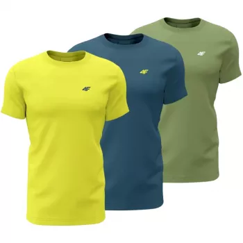 Pánské tričko 4F M4217 3 ks žlutá, modrá, zelená 4FWSS26TTSHM4217 90S 4XL