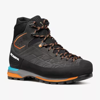 Horolezecké boty Scarpa Zodiac Tech GTX, GORE-TEX Performance Comfort, kůže Perwanger, podrážka Vibram Mont, Anthracite/Tonic Orange, EU 44