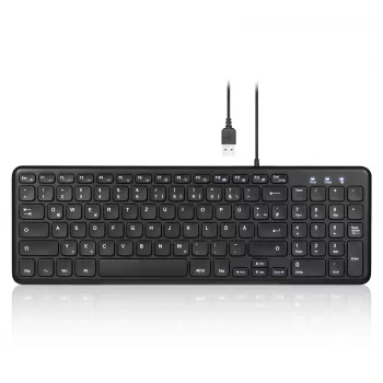 Perixx PERIBOARD-213 DE B Wired USB Keyboard, German Layout (QWERTZ), Scissor-Switch, Black