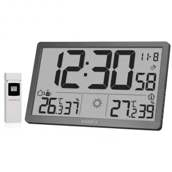 Nástěnné hodiny s počasím KIENZLE Jumbo NEO LCD šedé