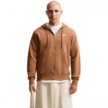 Pánská mikina na zip s kapucí Nike Club BB Full-Zip, světle hnědá, 2XL