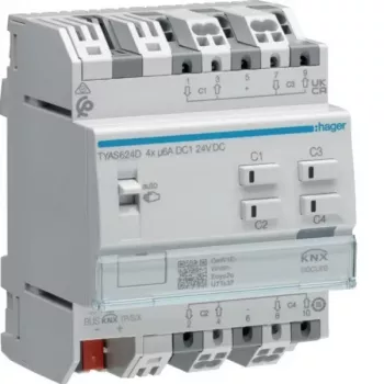 Aktor žaluzií a rolet Hager TYAS624D KNX Secure 4kanálový 24V DC