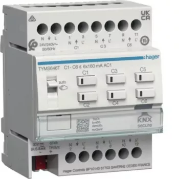 Topný aktor HAGER TYMS646T 6kanálový KNX Secure