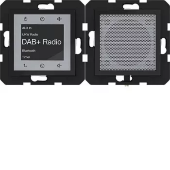 Rádio s DAB+ a Bluetooth reproduktorem HAGER WAN6110BG Radio Touch UP, pod omítku, leskle černé