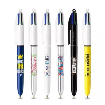BIC 4 Colours Ballpoint Pen 6-Pack, Blue Barrel, 4 Ink Colours (Blue, Red, Green, Black), 1.0 mm Medium Point 9926071