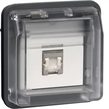 Datová zásuvka HAGER WNA226 UAE, 8pólová, stíněná, Cat.6, RJ45, bílá