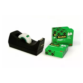 Černý stolní odvíječ pásky 3M Scotch C38 se 4 rolemi 810 Magic Tape 19mm x 33m C38SM4S