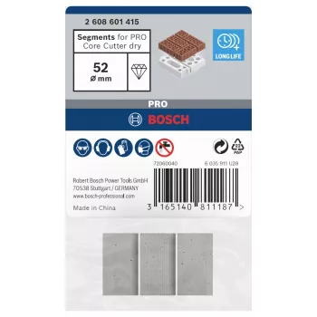 Diamantové segmenty Bosch 2608601415 pro suché jádrové vrtáky, balení 3 ks